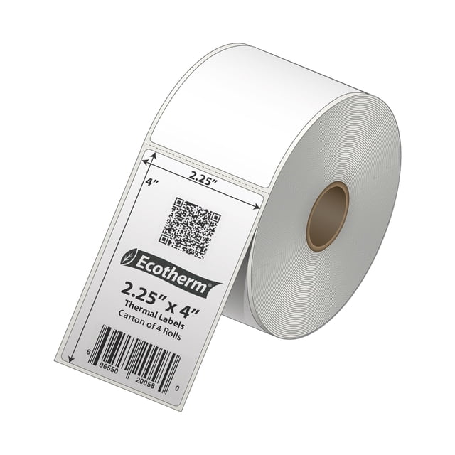 Etiquetas térmicas Ecotherm de 2,25 x 4 pulgadas, 4 rollos, 1440 etiquetas