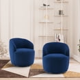 thumbnail image 3 of Ouyessir Modern Teddy Swivel Barrel Accent Chair, Dark Blue, 3 of 6