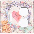 thumbnail image 2 of Metal Light Switch Wall Plate Outlet Cover (2 Teddy Bears With Love Heart Flower Balloon Flower Wreath Beige - Single Toggle Single Duplex), 2 of 2