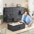 thumbnail image 3 of Dresser for Bedroom TV Stand with 13 Drawers for for 55" TV, Fabric Wide Dresser for Living Room,Gray, 3 of 8