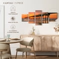 thumbnail image 4 of Elephant Stock Jacksonville Beach Pier Wall Art - Horizontal Multi Panel Canvas - 5 Pieceliving Room Wall Decor - Photography Nautical Multi Panel - Beige And Orange Decor - 29" x 12", 4 of 4