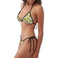thumbnail image 2 of Disketp White Blue Striped Sunflower para Bañador de Dos Piezas para Mujer, Bikini Sexy Halter String, Conjunto de Bikini en Triángulo, 2 of 6