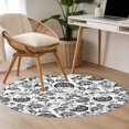 thumbnail image 2 of Pastoral Flower Washable Round Area Rug 3.3 ft, Black Flower Farm Vintage Linen Texture , Soft Non Slip Rugs Stain Repellent Indoor Felt Carpet for Living Dining Room Bedroom Home Office, 2 of 9