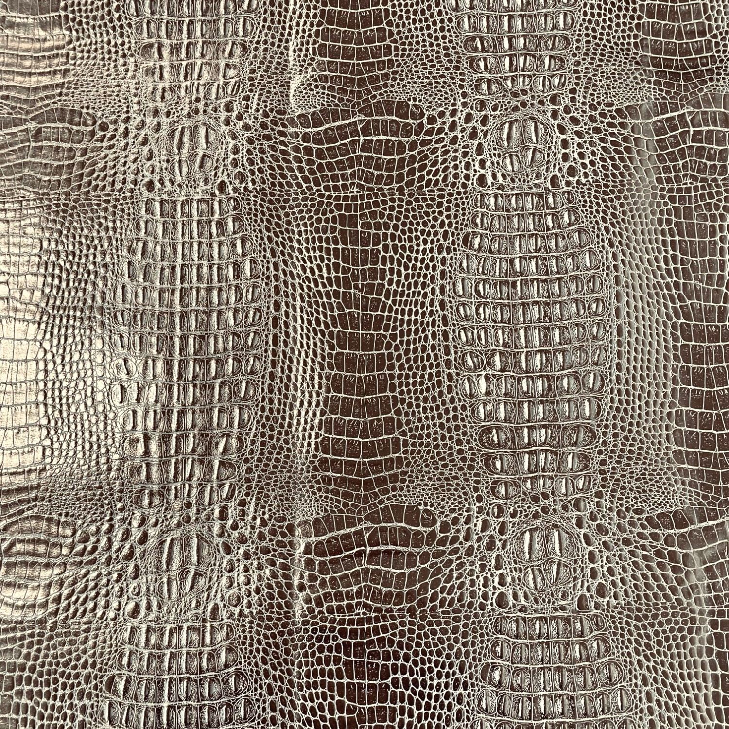 Waverly Inspirations Faux Leather Crocodile 2-Tone Print Upholstery Fabric, White/Gold, 52 in, By the Yard