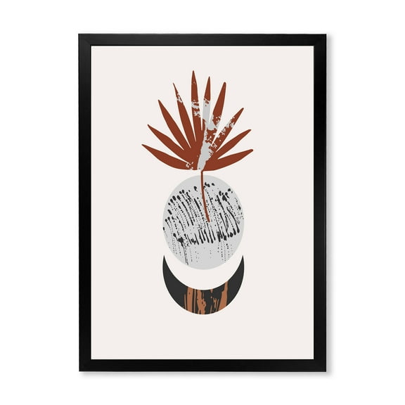 Designart 'Sun and Moon Shapes In Retro Terracotta Tones V' Modern Framed Art Print