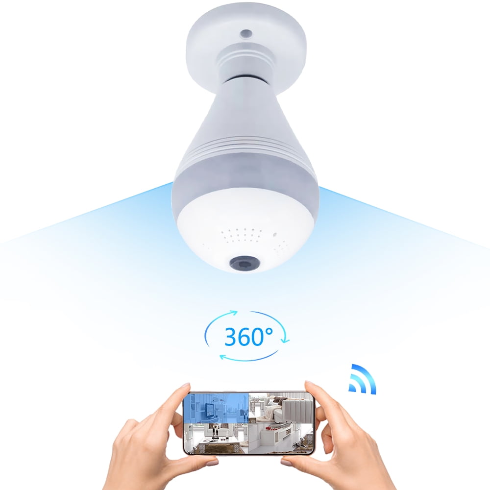 Light Bulb Camera Wirelessly 360° Panoramic Bulb Camera 1080P WiFi
