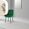 thumbnail image 5 of Furniturebox UK Pesaro Modern Adult Green Velvet Dining Side Chairs, Set of 2 (Black Legs), 5 of 6