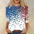 thumbnail image 2 of Women’s Long Sleeve Crew Neck Star Print Casual Pullover Top Gradient Pattern Lightweight Loose Fit Blouse for Everyday Wear Blue L, 2 of 5