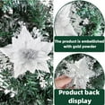 thumbnail image 4 of Silver Poinsettia Artificial Flowers with Glitter – Christmas Tree Ornaments & Wedding Party Decorations – Clip-On Silk Glitter Poinsettia for Xmas Tree, Blue, Indoor/Outdoor Decor, 4 of 8
