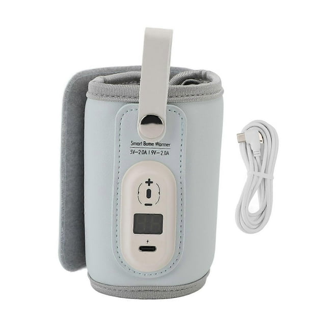 Chauffe-biberon USB bleu, chauffage rapide, 6 vitesses, température réglable, température constante, housse isolante pour l'extérieur la nuit