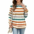 thumbnail image 5 of YueHuiYing Women's Oversized Top - Colorful Striped Checkered Print Crew Neck Drop-Shoulder Sleeves Long Sleeve Comfortable Versatile Sweatshirt, 5 of 8