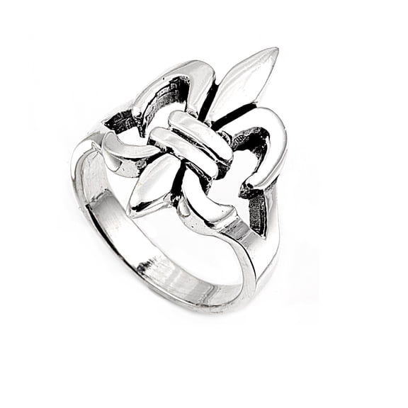 925 Sterling Silver Fleur De Lis Ring Size 10