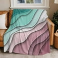 thumbnail image 4 of Aqua Green Purple Beach Coastal Throw Blankets, Abstract Geometric Ocean Waves Soft Fleece Blanket Decorative for Home Sofa Couch Chair Living Bedroom, 60x80 inches,, 4 of 8