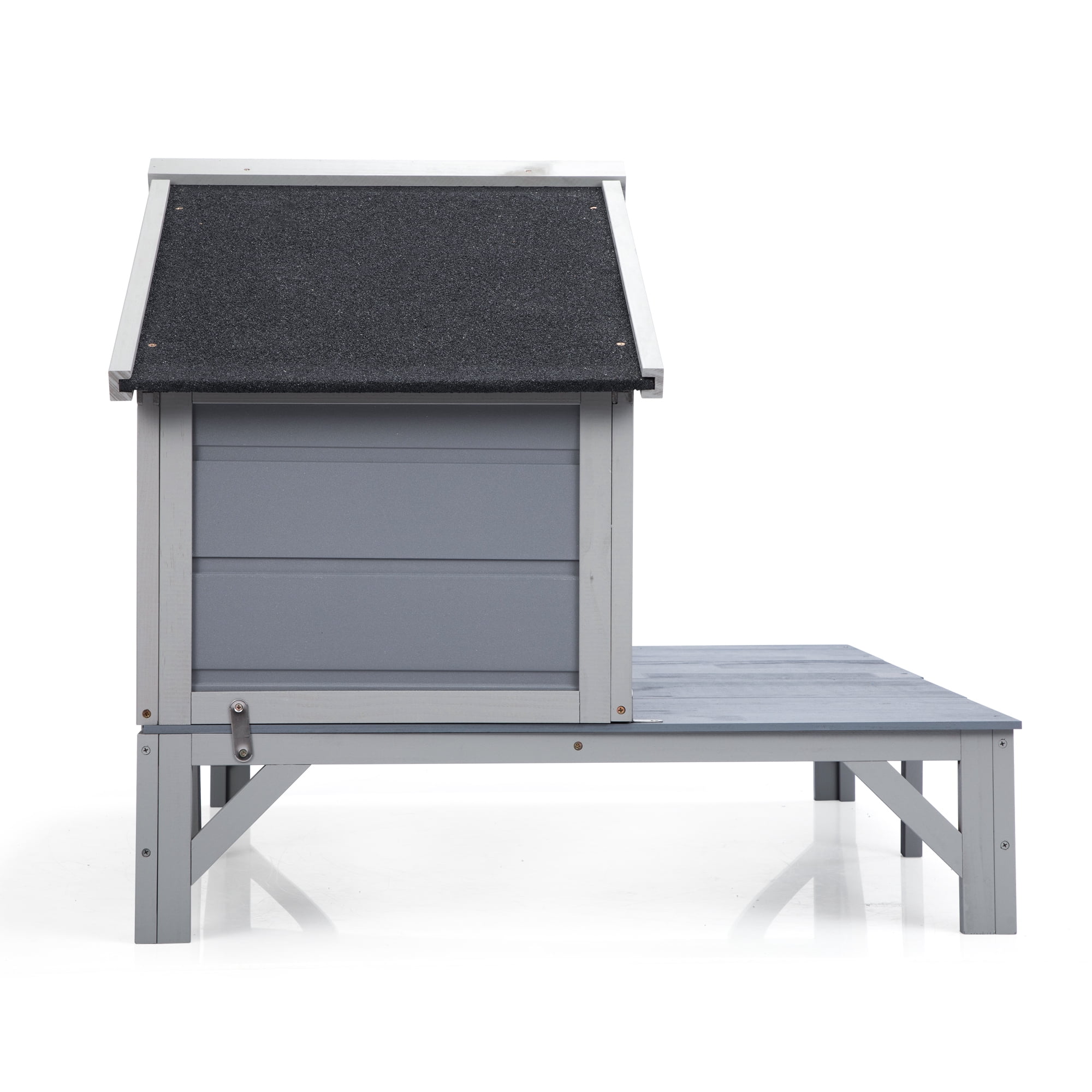 Pefilos 43" Outdoor Cat House for Cats, Wooden Cat Condo All Weather Weatherproof Cat Shelter with and Escape Door, Gray