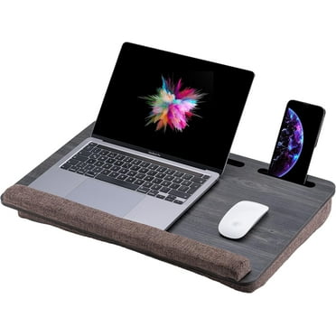 Vigo Wood Laptop Tray for Bed, Lap Desk for Laptop, Laptop Stand for Bed, Laptop Tray with Cushion, Portable Laptop lap tray for Home Office Fits up to 17.3'' Tablet and Phone Holder