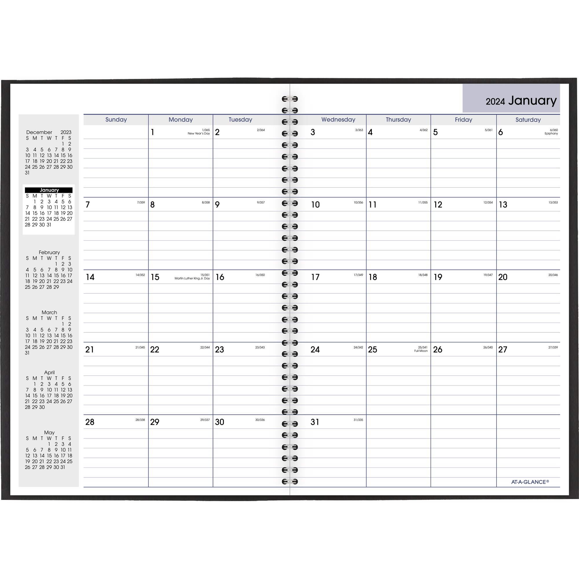 ATAGLANCE DayMinder 2024 Monthly Planner Black Large 8 x 12 Monthly