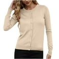 thumbnail image 2 of HOMBOM Sweaters for Women Plain Cardigan Long Sleeve Open Front Slouchy Beige Womens Cardigans Button down, 2 of 7