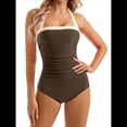 thumbnail image 2 of Traje de Baño de una Pieza con Control de Abdomen para Mujer, Estilo Retro, Estilo Halter. Marrón M, 2 of 7