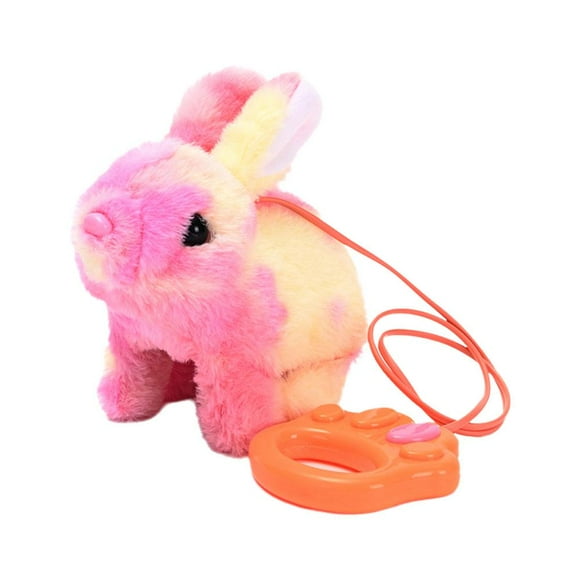 Interactive Electric Plush Rabbit Stuffed Bunny Toy, Walking & Mumbling Soft Educational Pet for Kids, Ear Wiggling, 7.48x3.15x6.69 inch