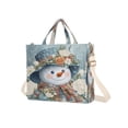 thumbnail image 2 of Corduroy Composite Fabric Tote Bag Magnetic Snap Large Capacity Crossbody Bag Beige Shoulder Strap Elegant Flower Hat Snowman, 2 of 8