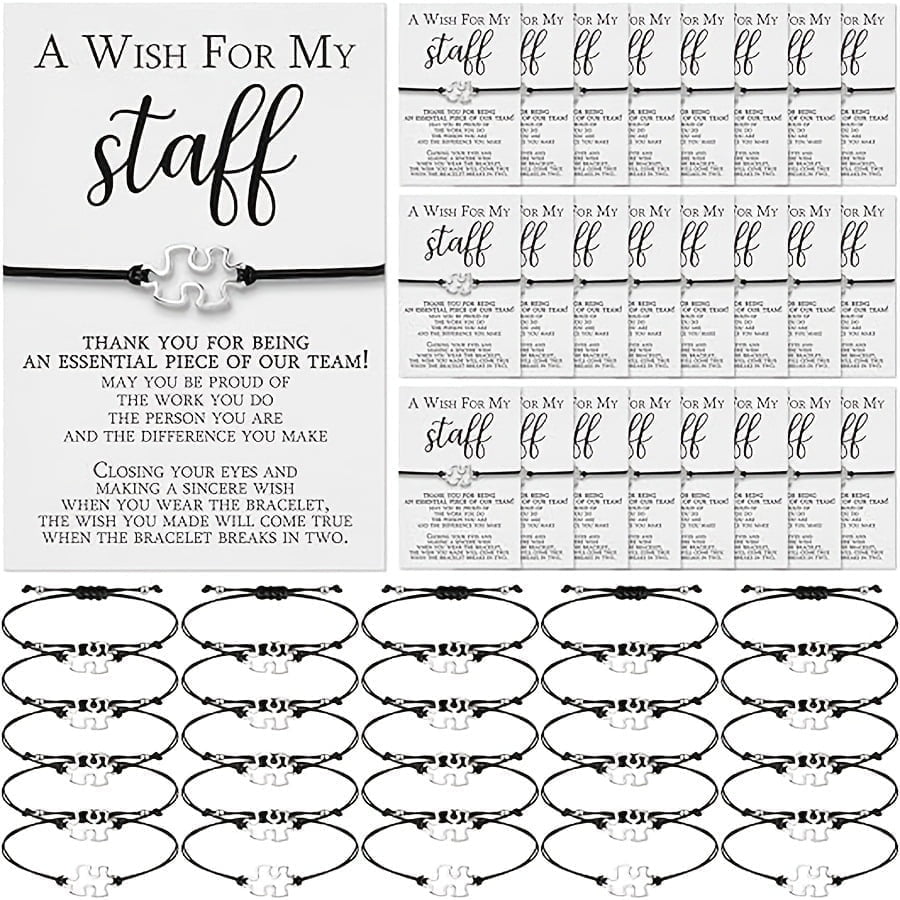 Stuff Appreciation Gifts Bulk Team Bracelets with Thank You Cards Inspirational Staff Favors for Coworkers Employee Volunteer Office Team, 10 Sets