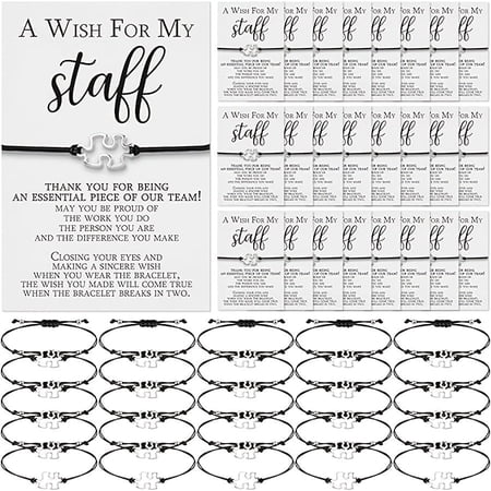 Stuff Appreciation Gifts Bulk Team Bracelets with Thank You Cards Inspirational Staff Favors for Coworkers Employee Volunteer Office Team, 10 Sets