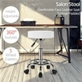 thumbnail image 2 of Alden Design Adjustable Swivel Leather Stool for Salon, White, 2 of 10