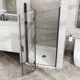 thumbnail image 2 of Demi Bonn 34" x 72" Bifold Shower Door Combo with White Acrylic Shower Base, 1/4 inch Thick Clear Tempered Glass Frameless Shower Door, Black, 2 of 7
