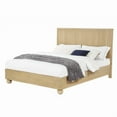 thumbnail image 2 of California King Size Wooden Platform Bed with Fluted Panels Headboard – Modern Minimalist Design, Light Oak Finish, 2 of 7