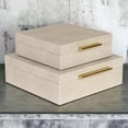 thumbnail image 2 of Contemporary Home Living Set of 2 White Square Faux Shagreen Decorative Box with Handles 9.75", 2 of 9