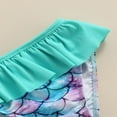 thumbnail image 5 of FNNMNNR Girl Bikini Set Mermaid Long Sleeve Tops Ruffles Shorts Swimsuit, 5 of 6