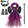 thumbnail image 1 of Disfraz Disney Maleficente De Lujo Para Niñas Fiesta De Carnaval De Halloween Vestido De Malla De Arrastre Para Niños Cosplay Demon Queen Witch Clothes, 1 of 4