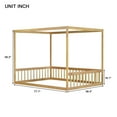 thumbnail image 2 of Full Size Canopy Bed Frame with Fence and Guardrails, Rubber Wood Floor Bed, Montessori Floor Bed for Boys Girls, Natural, 2 of 8