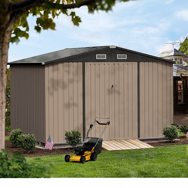 AOXUN 10' x 8' 400 cu.ft Metal Shed Outdoor Storage Shed without Floor