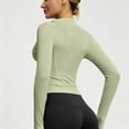 thumbnail image 4 of Dwellite Womens Cropped Workout Jackets Full Zip Up Slim Fit Lightweight Athletic Quick Dry Tops with Thumb Holes Mint Green S, 4 of 6