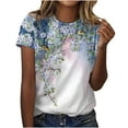 thumbnail image 2 of Chemises pour Femmes Tendance Été Mode Col Rond Imprimé Manches Courtes T-shirt Hauts Blouse Décontractée Ample Hauts Blouses pour Femmes Grande Taille en Solde, 2 of 5