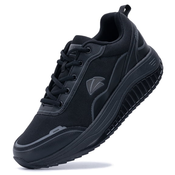 AOV Men's Shoes Walking Arch Support Orthotic Sneakers Plantar Fasciitis Wide Tennis Shoes for Heel and Foot Pain Relief AllBlack 7