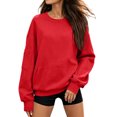 thumbnail image 4 of Ozmmyan Womens Crew Neck sweatshirts Womens Long Sleeve Pullover Sweatshirt With Zipper Pockets Loose Casual Solid Fall Winter, 4 of 6