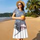 thumbnail image 4 of Disketp Watercolor Winter Landscape For Christmas para Vestido de Manga Corta para Mujeres, Vestidos de Verano para Mujeres, Casual y Holgado para la Playa, 4 of 6
