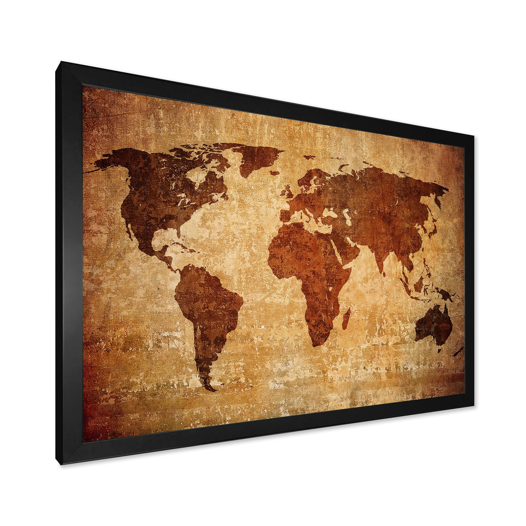 Designart 'Ancient World Map XI' Vintage Framed Art Print