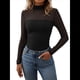 thumbnail image 3 of Blusa Sexy de Larga con Cuello Alto para Mujer, de Transparente y Fruncida, Ideal para Salir. Negro S, 3 of 9