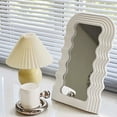 thumbnail image 4 of Simmer Stone Wave Pattern Irregular Makeup Mirror Tabletop Vanity/ Cosmetic Desktop Mirror Hanging/ Wall Mirrors Desk Countertop Dressing for Home Bedroom Decorative White, 4 of 13