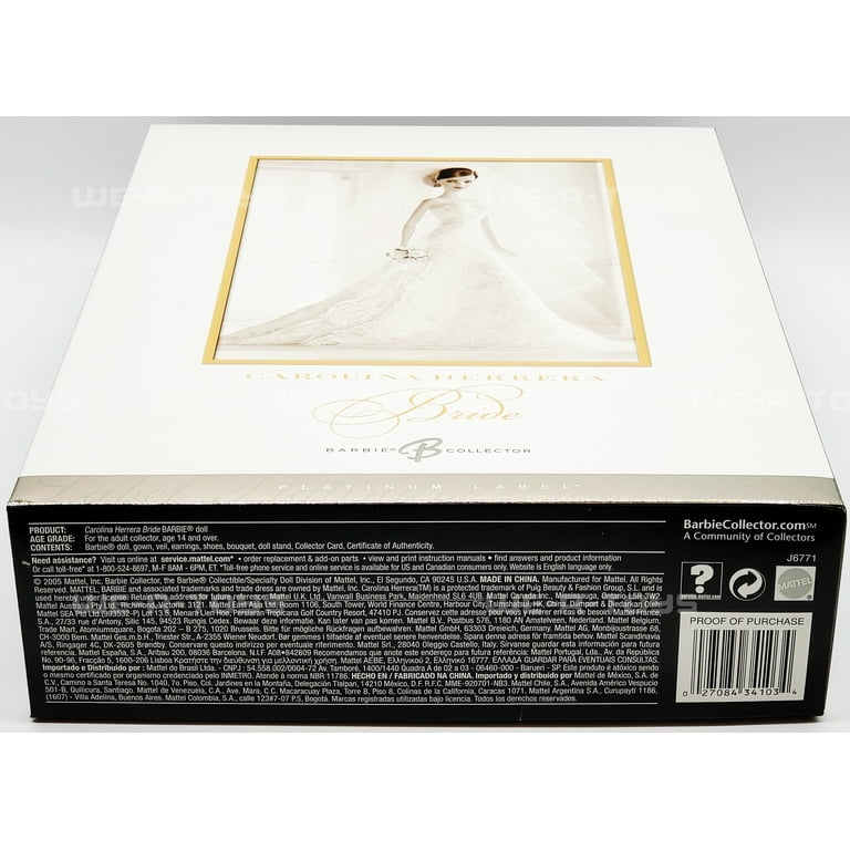 Barbie Carolina Herrera Bride Collectible Dolls Blue, 3 lb Barbie Carolina Herrera Bride Collectible Dolls Blue, 3 lb