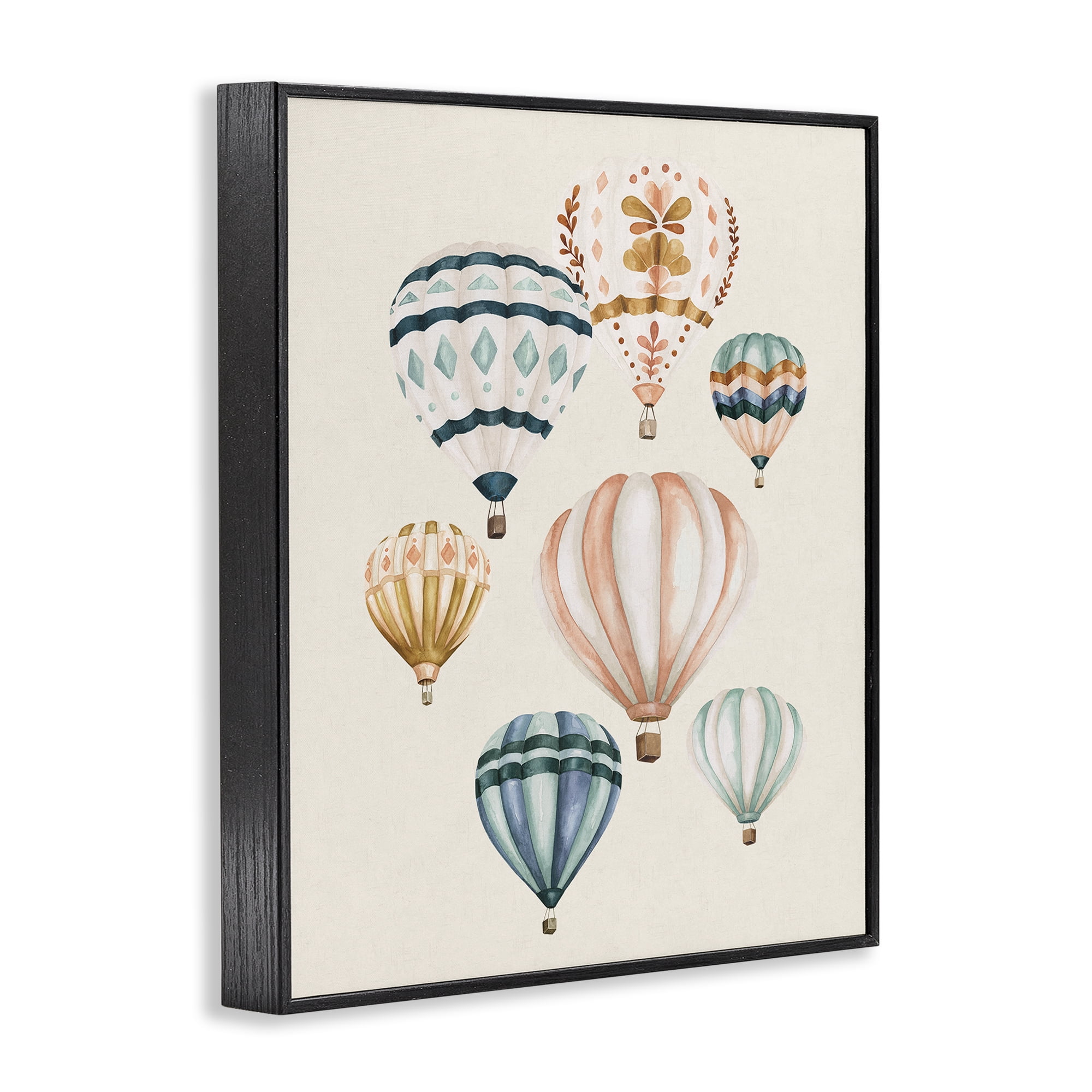 Stupell Industries Wanderlust Hot Air Balloons Black Framed Giclee Art, design by Bethany Sandoval