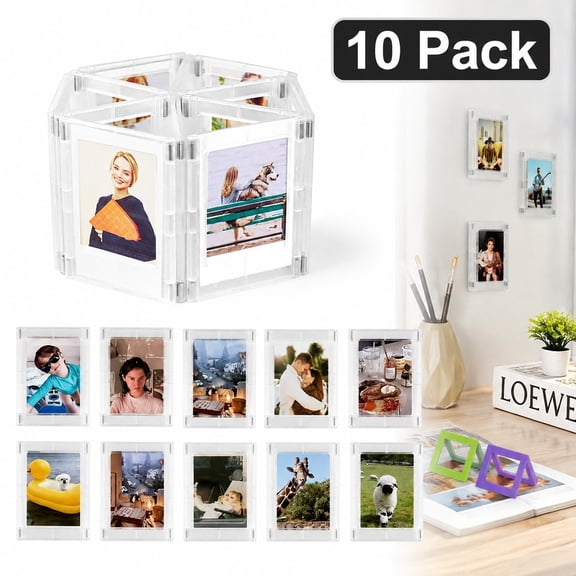10 Pack Magnetic Photo Frames for Polaroid 3 inch, Clear ABS 3.5 x 2.6 in