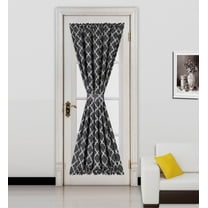 ( Zig Zag ) Black 1Pc Printed 2 Tone Color Stripe French Door Foam Backing Insulated Thermal Blackout Rod Pocket Curtain Panel With Tieback 55"W X 72"L 