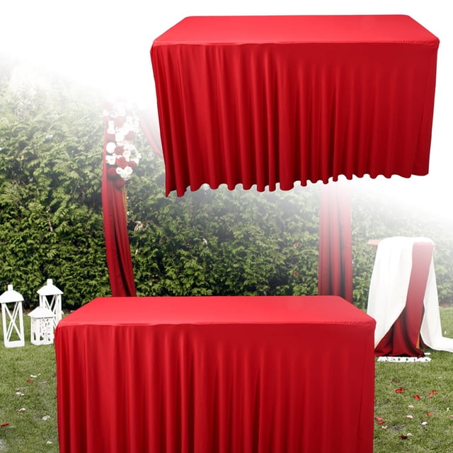 WIFKLSIIPG Champagne Orange Red 183*76*76cm Elastic Cover Outdoor Wedding Event Festival Party Rectangular Elastic Tablecloth