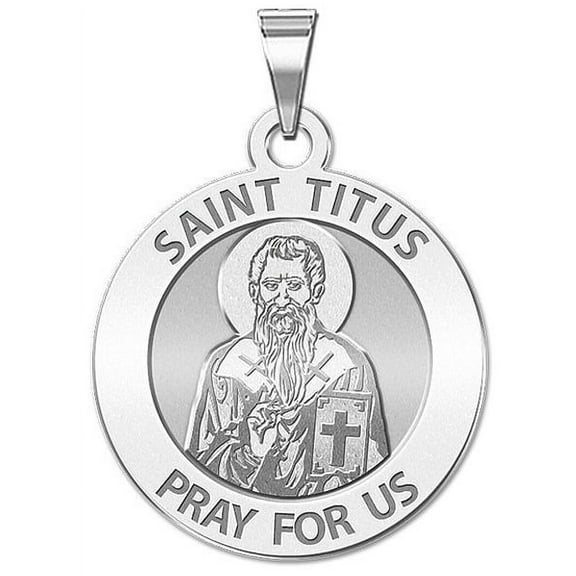 Saint Titus Religious Medal - 3/4 Inch Size of a Nickel -Sterling Silver