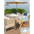 thumbnail image 4 of Outdoor Tablecloth with Umbrella Hole and Zipper, Easter Rectangle Table Cloth 60x84 Inch Waterproof Tablecloth, Spring Watercolor Bunny Eggs Flower Wood Grain Blue Picnic Table Cover for Patio, 4 of 7