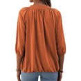 thumbnail image 2 of Yuemengxuan Women Fashionable Pullover, Solid Color Round Collar Three-quarter Sleeves Tops, 2 of 4